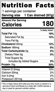Nutrition facts label for trout, with detailed nutritional information.