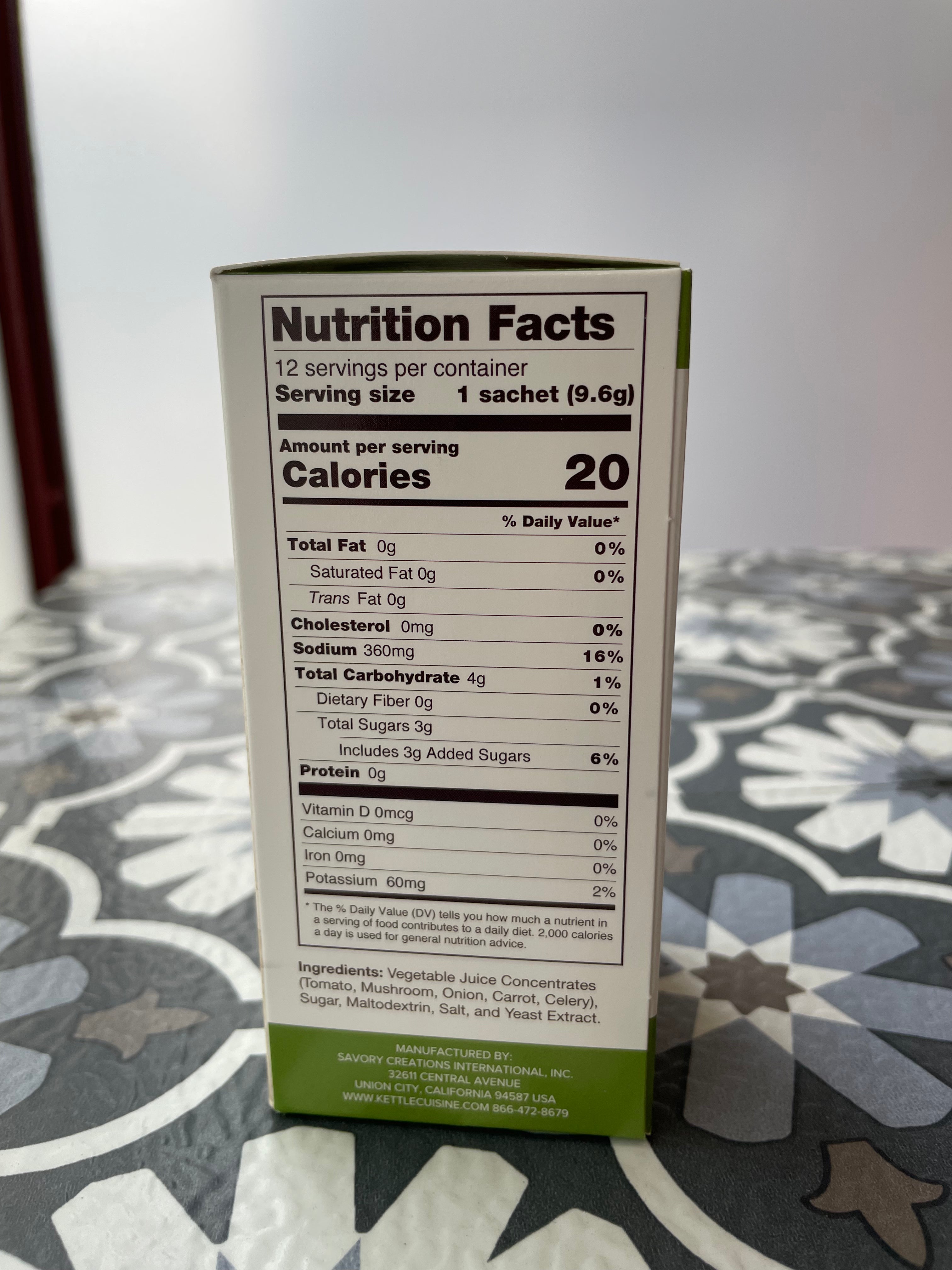 vegetable broth, nutrition facts