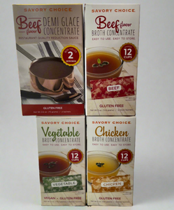 four boxes of different broths