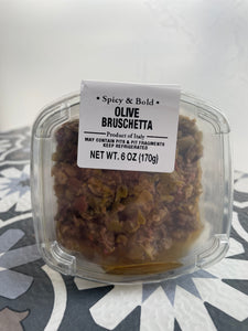 olive bruschetta in retail package, front