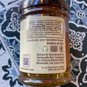 Tupelo honey - Back side showing nutrition facts, on flower tile design
