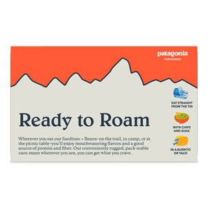 Patagonia Provisions packaging with mountain design and text about food options.