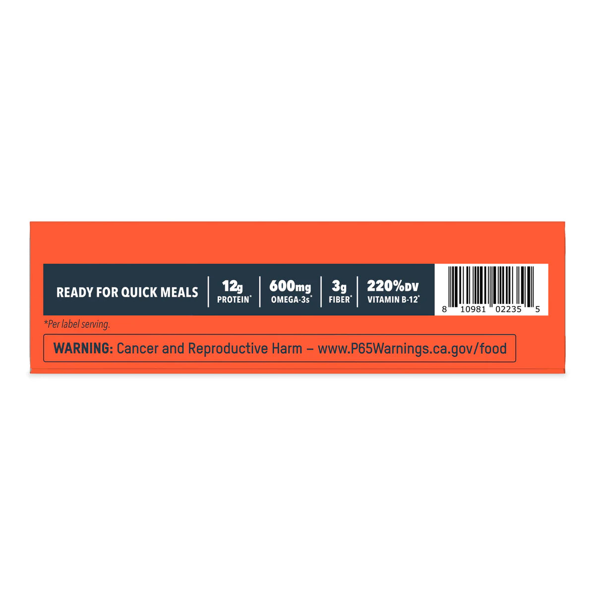 Nutritional label with text and a barcode on a white background