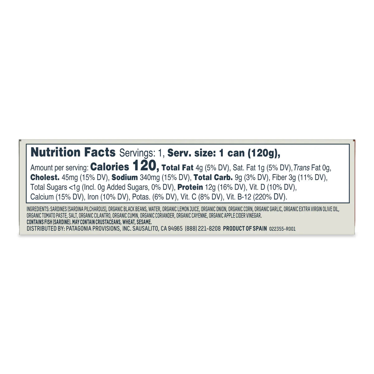 Nutrition facts label for a product on a white background