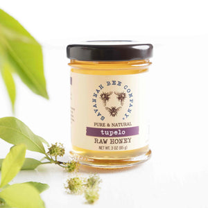 Tupelo Honey Front side on white background with leaves