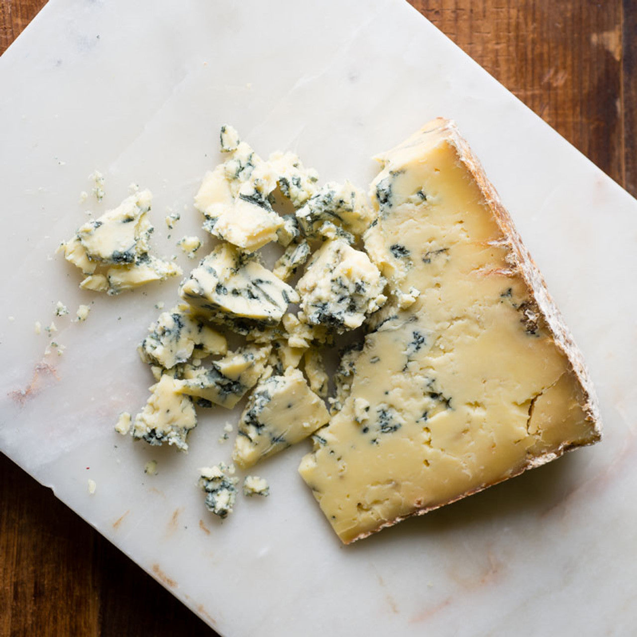 wedge of blue cheese, crumbly