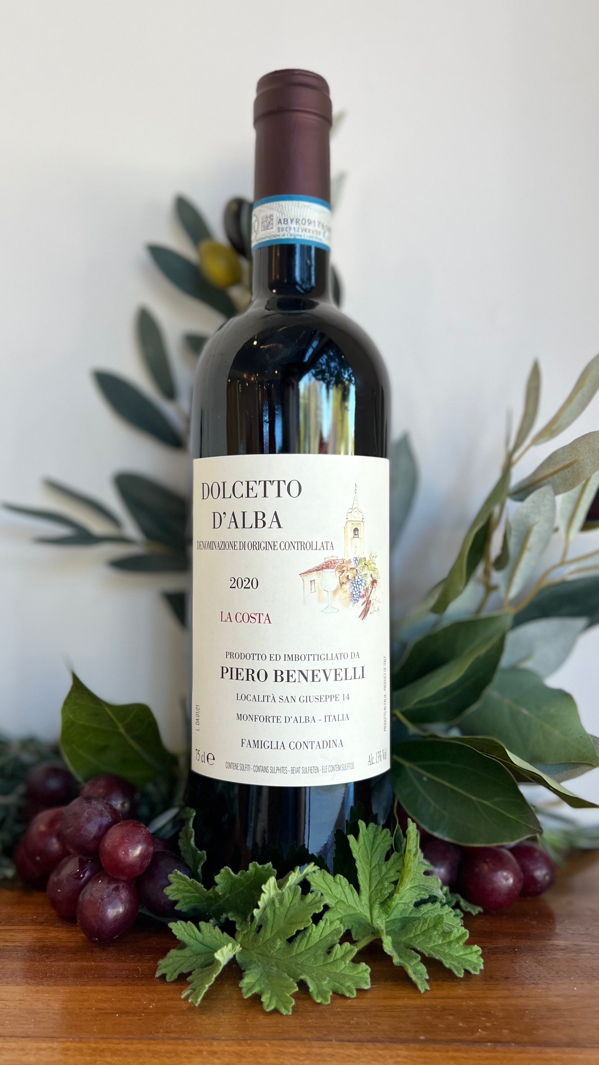 bottle of 2020 Piero Benevelli Dolcetto d'Alba