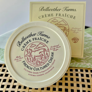 creme fraiche on woven basket