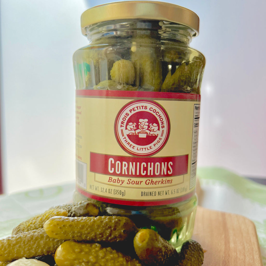 jar of pickled cornichons