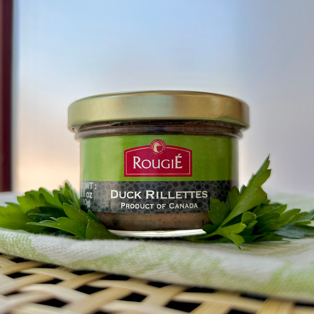 duck rillettes in glass jar