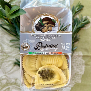 package of mushroom and truffle ravioli