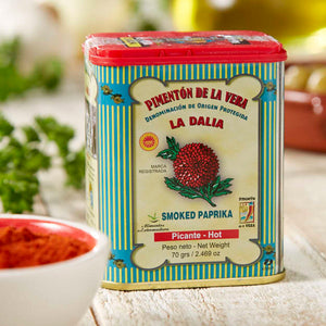 metal striped container of paprika
