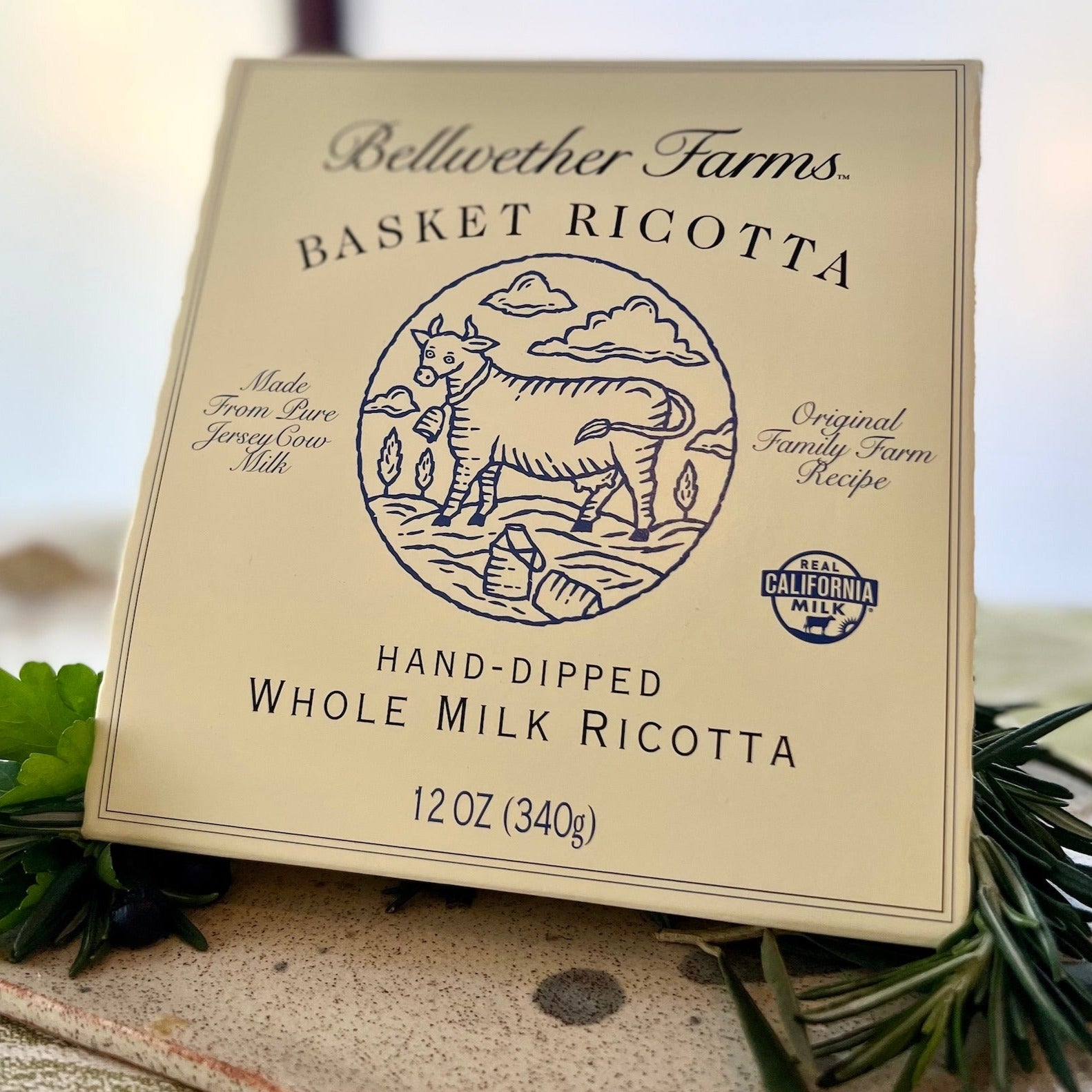 box of cow's milk ricotta